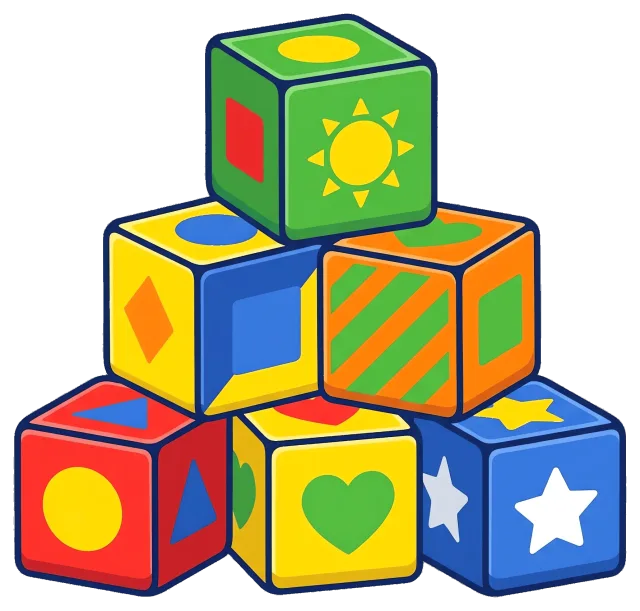 Colorful Alphabet Blocks with Shapes Stacked in a Pyramid