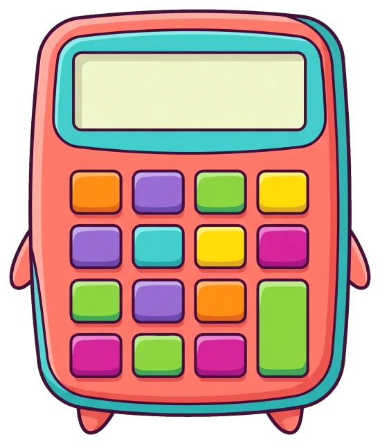 Colorful cartoon calculator with multicolored buttons