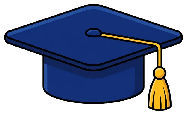 Cute blue graduation cap with yellow tassel