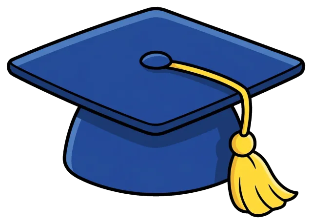 Cute blue graduation cap with yellow tassel