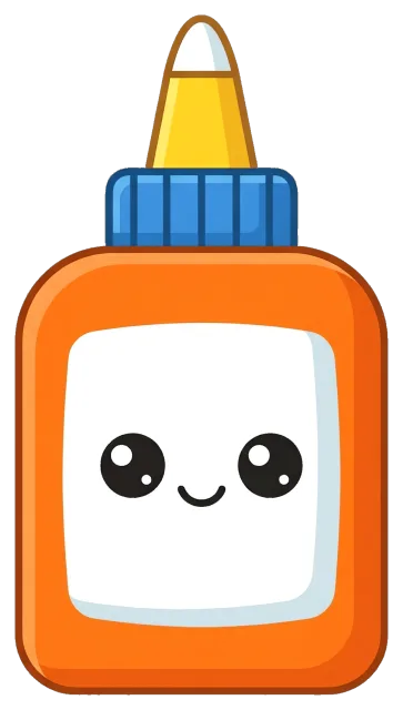 Cute cartoon glue bottle with smiling face