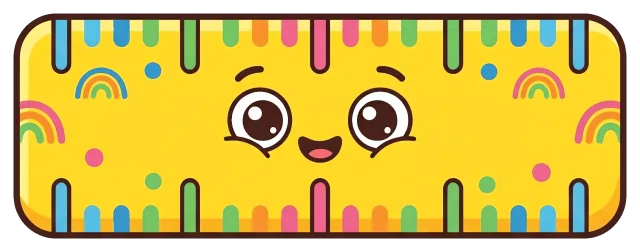 Cute cartoon ruler with smiling face and colorful markings