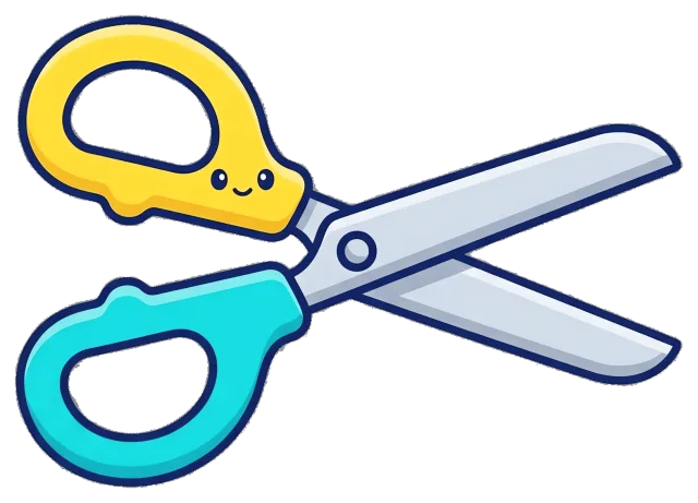 Cute cartoon scissors with smiling face