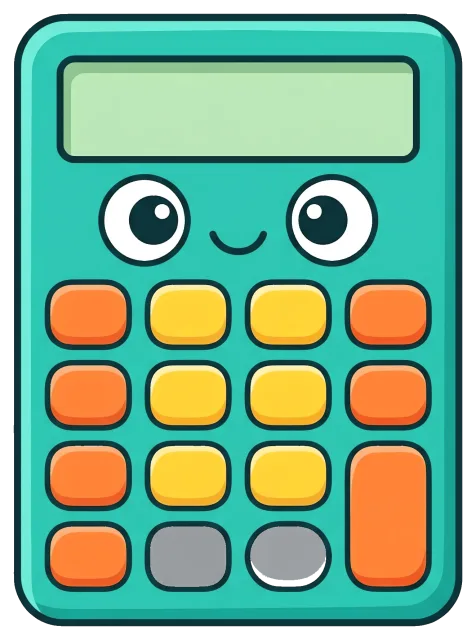 Cute cartoon style calculator with smiling face