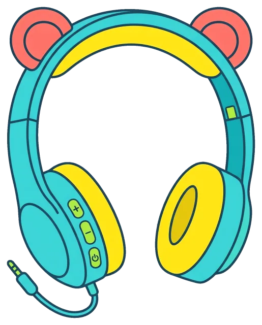 Cute cartoon style headphones with bear ears