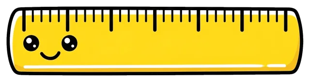 Cute cartoon yellow ruler with smiling face centered