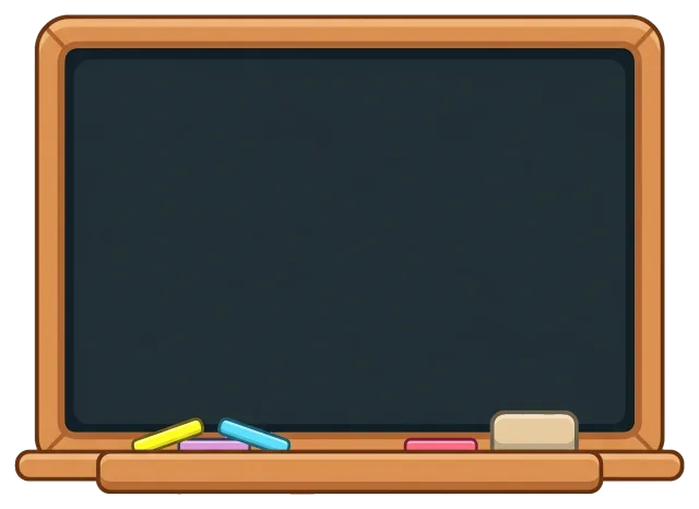 Cute chalkboard cartoon drawing with chalk and eraser