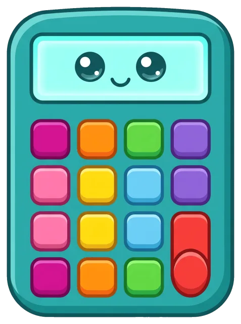 Cute colorful calculator with smiling face