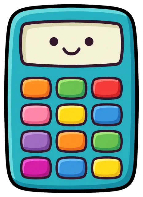 Cute colorful calculator with smiling face