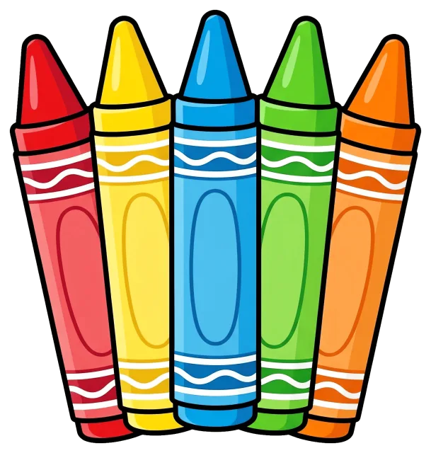 Cute colorful crayons in a row