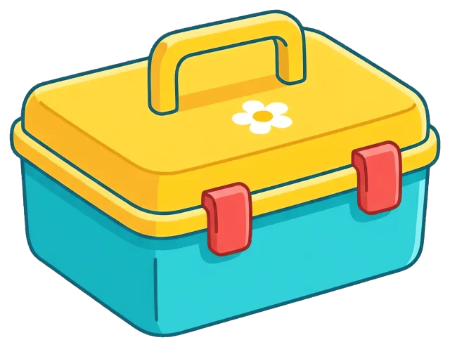 Cute yellow and blue lunch box with flower design