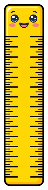 Cute yellow cartoon ruler with smiling face