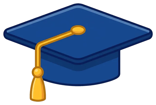 Blue graduation cap with gold tassel