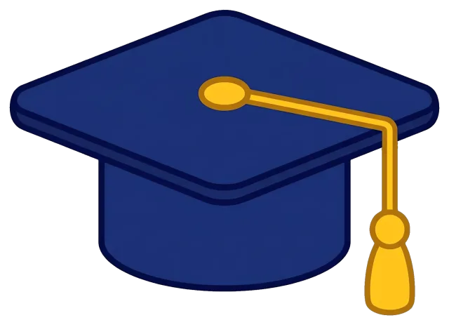 Blue Graduation Cap with Yellow Tassel