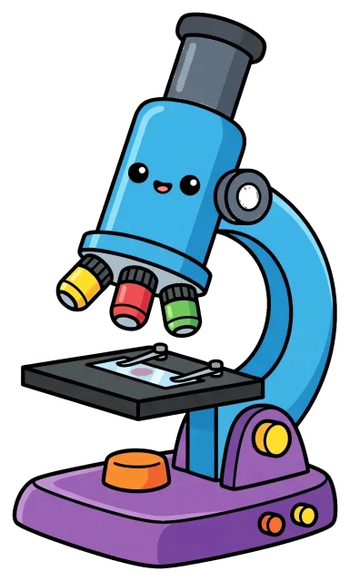 Cute Blue Microscope with Colorful Lenses and Smiling Face