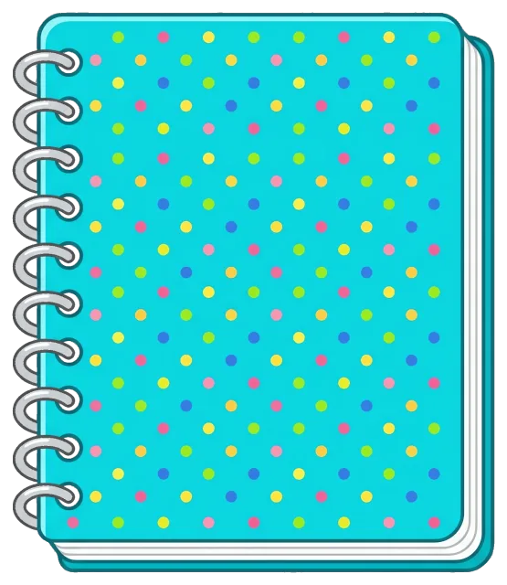 Cute blue notebook with colorful polka dots