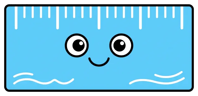 Cute blue ruler with smiling face and measurement marks