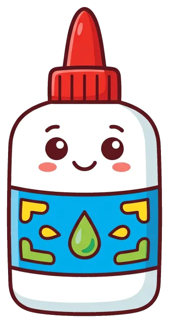 Cute cartoon glue bottle with smiling face