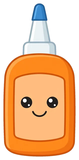 Cute cartoon glue bottle with smiling face