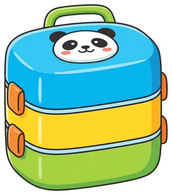 Cute colorful lunch box with panda face design