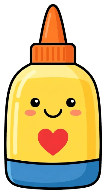 Cute glue bottle with smiling face and heart