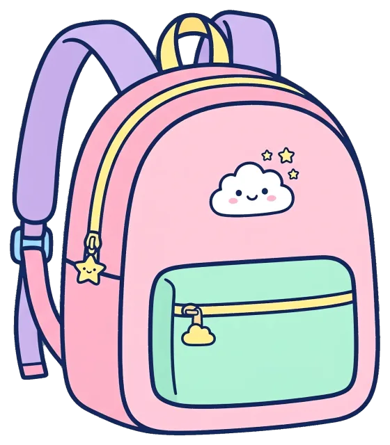 Cute pastel backpack with cloud and star design