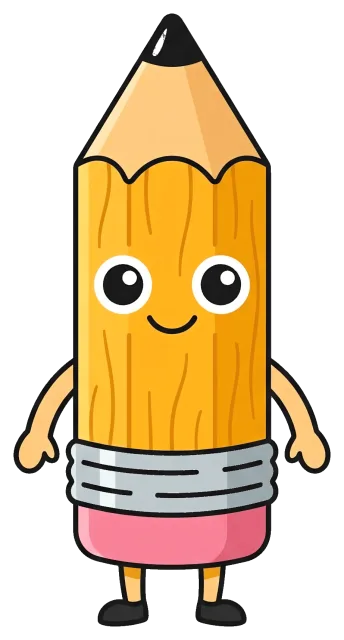 Cute pencil character with smiling face and arms