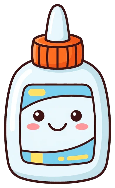Cute smiling glue bottle with orange cap