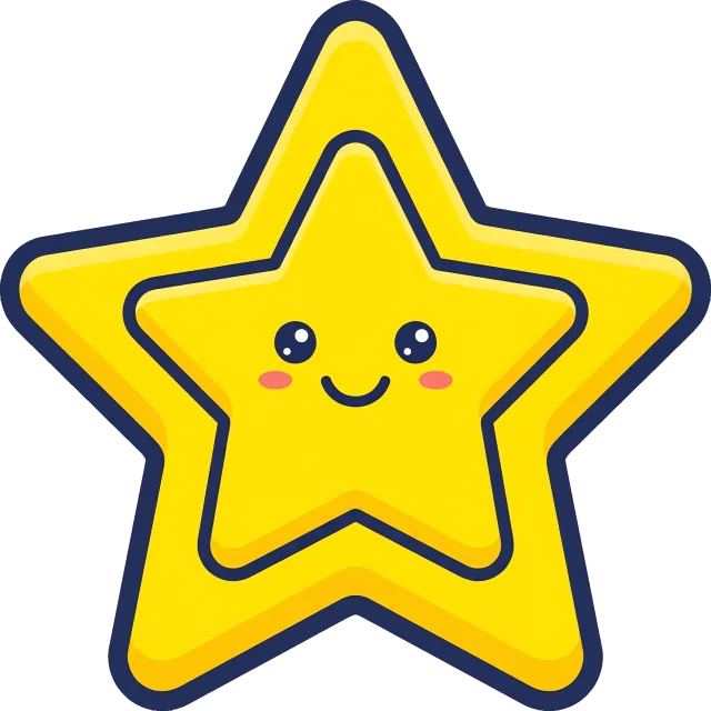 Cute smiling reward star with rosy cheeks