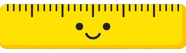 Cute yellow cartoon ruler with smiling face