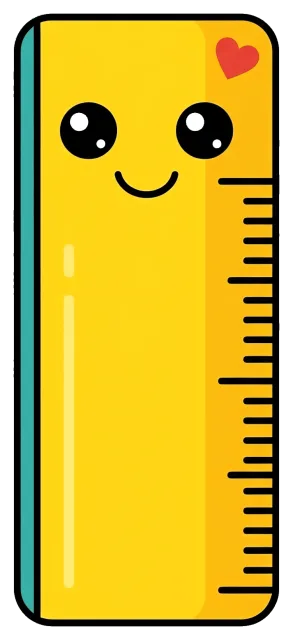 Cute yellow ruler with smiling face and heart