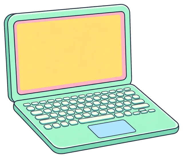 Laptop for students with colorful screen and keyboard