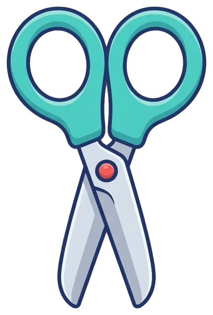 Pair of scissors with teal handles and silver blades