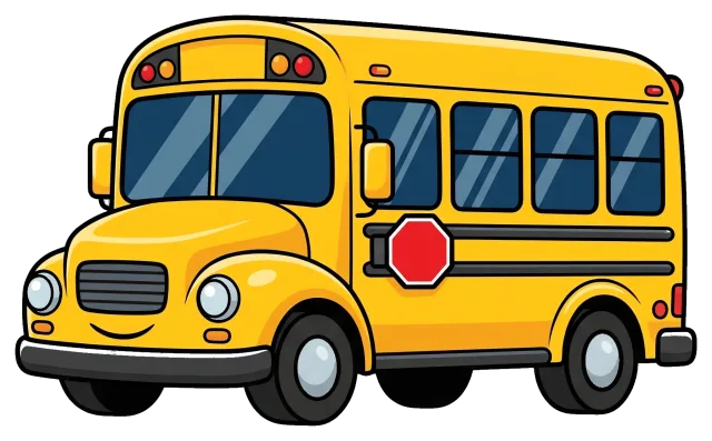 Yellow school bus with stop sign illustration