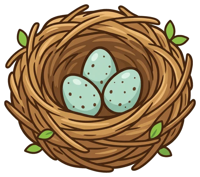 Bird Nest with Three Speckled Eggs