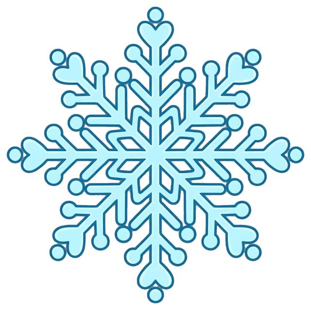 Blue cartoon snowflake with heart-shaped tips