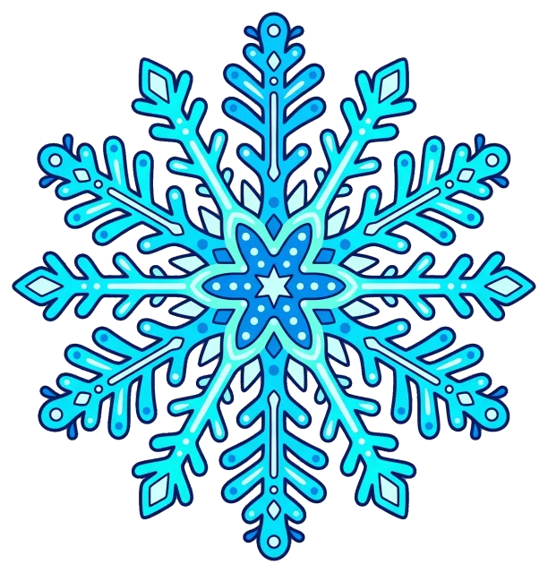 Blue decorative snowflake with intricate symmetrical design
