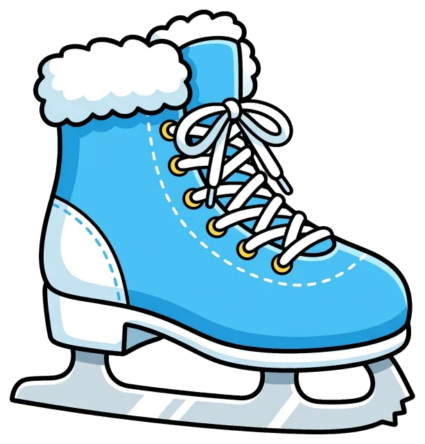 Blue Ice Skate with White Fur Lining and Laces