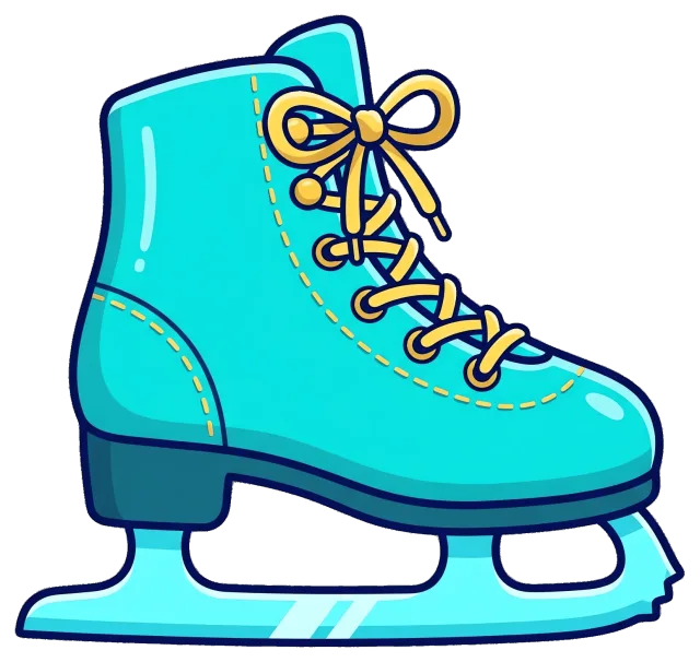 Blue Ice Skate with Yellow Laces
