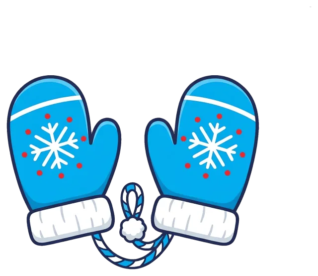 Blue Mittens with Snowflake Design Connected by String