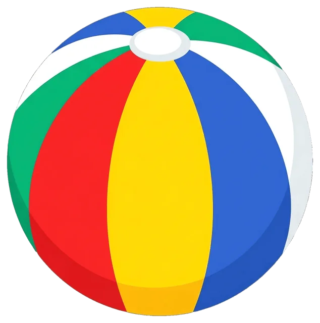 Colorful beach ball with red, yellow, blue, green, and white panels