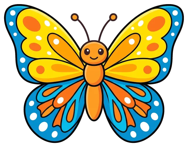 Colorful butterfly with yellow and blue wings