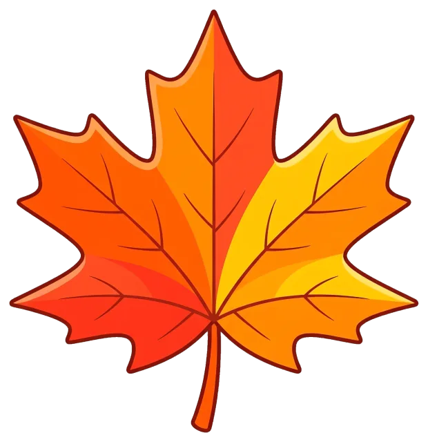 Colorful maple leaf with orange and yellow shades