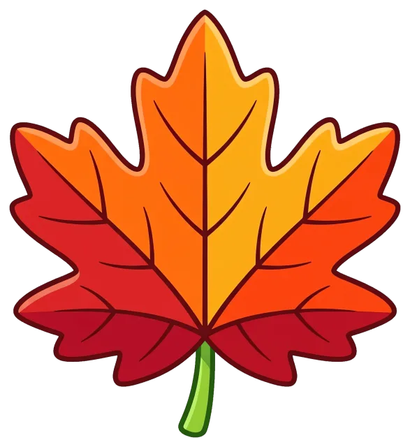 Colorful maple leaf with red and orange hues