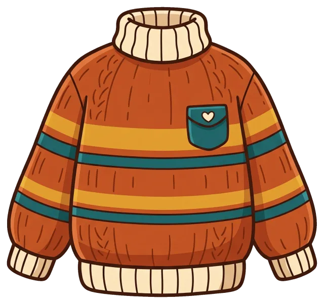 Cozy striped sweater with pocket and turtleneck collar