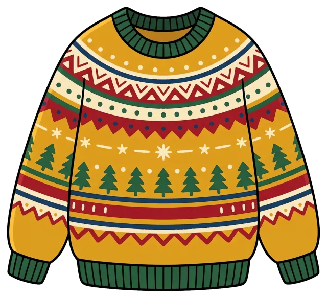 Cozy sweater with festive tree and star pattern