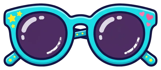 Cute blue sunglasses with stars and hearts design