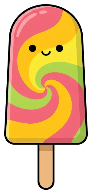 Cute colorful swirled popsicle with smiling face
