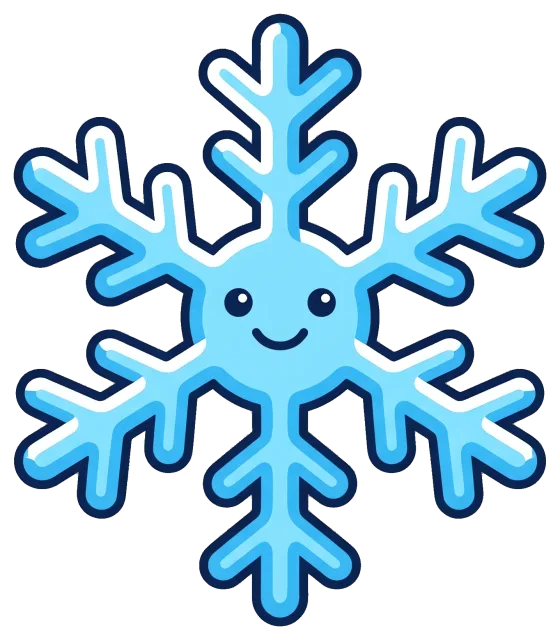 Cute smiling blue snowflake icon