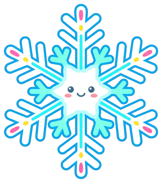 Cute smiling snowflake with colorful accents